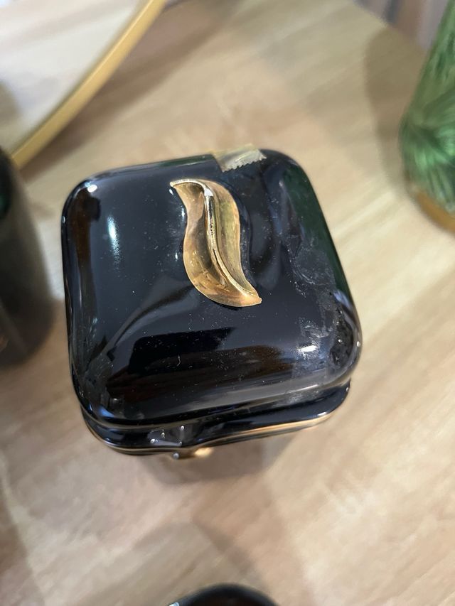 Juego Tocador Vintage Cerámica Negro/Oro