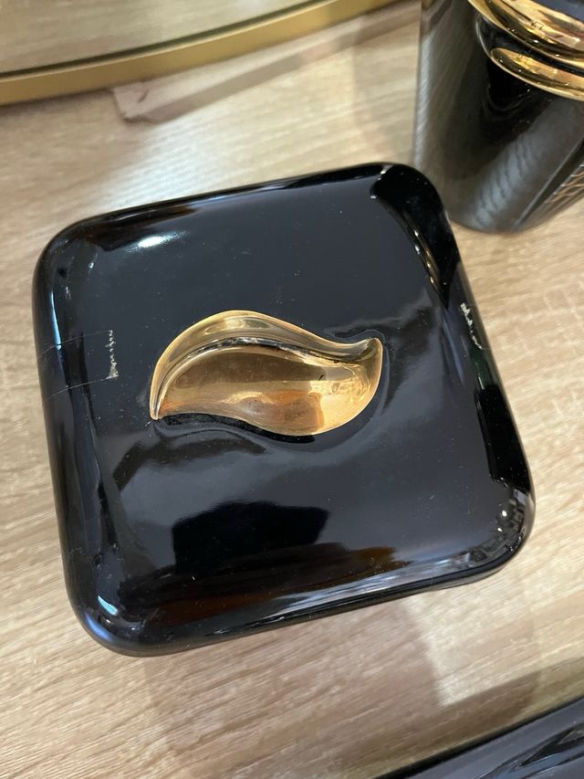 Juego Tocador Vintage Cerámica Negro/Oro