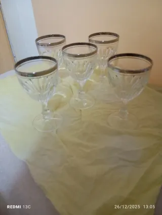 Set 5 Bicchieri Vintage Argento Vetro