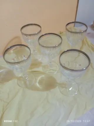 Set 5 Bicchieri Vintage Argento Vetro