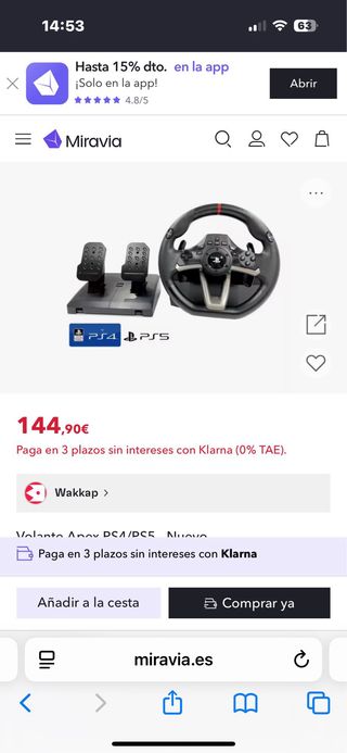 Volante para Ps5 PS4 PS3  Hori Racing Wheel Apex