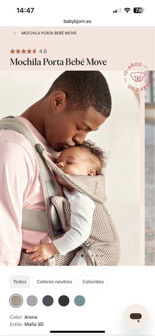 Portabebés BabyBjörn Gris