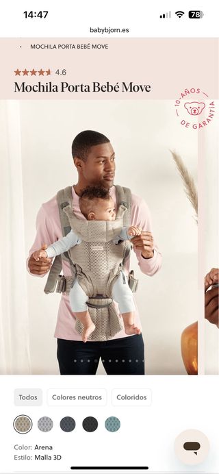 Portabebés BabyBjörn Gris