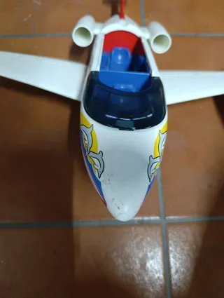 Avión Playmobil Blanco con Cabina Azul