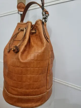 Borsa secchiello vintage pelle cognac