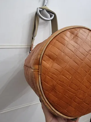 Borsa secchiello vintage pelle cognac