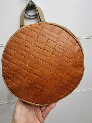 Borsa secchiello vintage pelle cognac