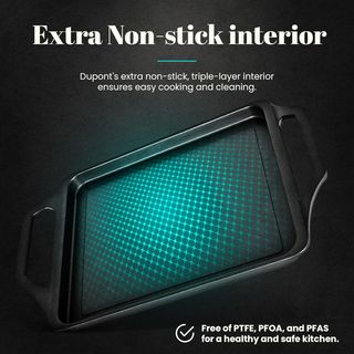 Bandeja de Asar 43 X 25cm, Aluminio, Asas de Silic