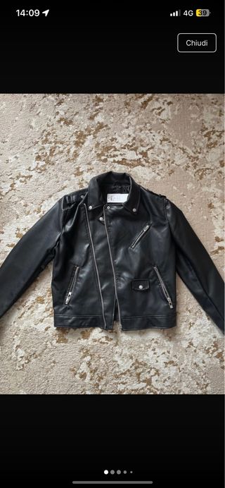 Giacca similpelle nera rock/biker zip