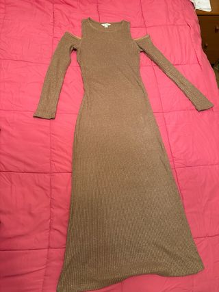 Vestido largo dorado brillante fiesta