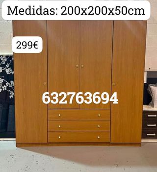 Armario de madera 2m x 2m x 50cm