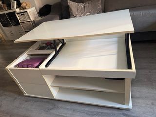 Mesa de centro blanca elevable