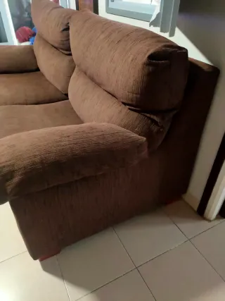 Sofá 2 plazas marrón tela