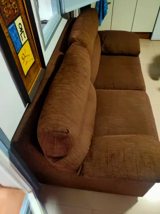 Sofá 2 plazas marrón tela