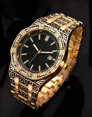 Reloj de Lujo Dorado y Negro