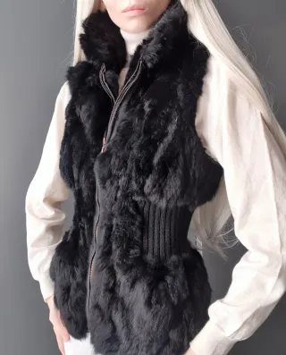 Gilet vintage coniglio Conejo pelliccia hourglass