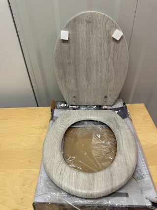 MSV Asiento WC Madera Gris 42.5x36.5x3 cm