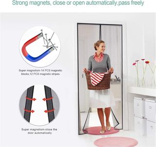 MYCARBON Mosquitera para Puerta Negro Cuadro (70x2