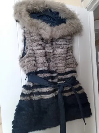 Chaleco Piel Conejo y Mapache Reversible
