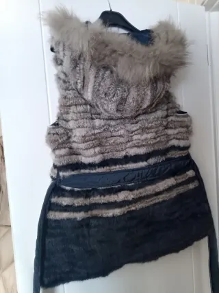 Chaleco Piel Conejo y Mapache Reversible
