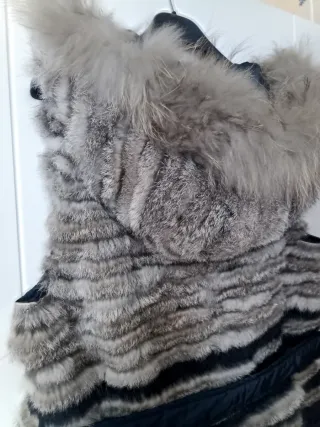 Chaleco Piel Conejo y Mapache Reversible