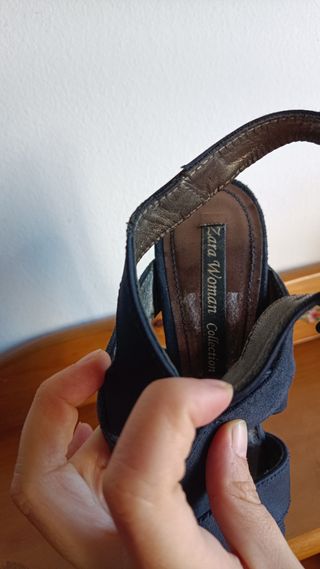 Sandalias Zara Tacon Fiesta Azul marino