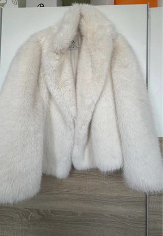 Abrigo pelo blanco Zara Talla L
