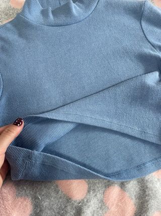 Jersey fino cuello alto azul mujer