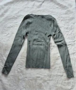 Jersey punto canalé verde manga larga Talla M