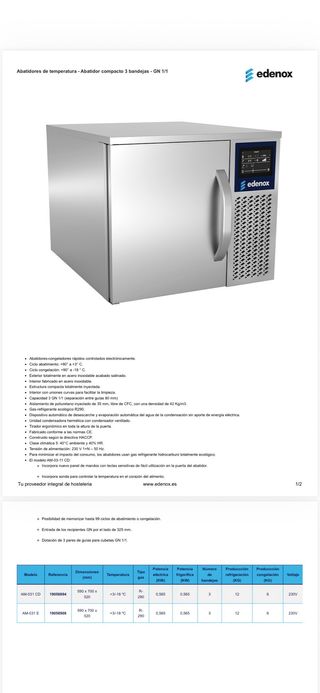 NUEVO Abatidor de temperatura Edenox 3 bandejas