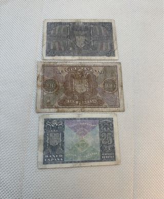 3 Billetes Españoles Pesetas 1940