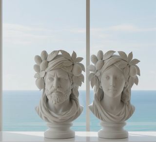 Coppia Teste di Moro artigianali 25 cm