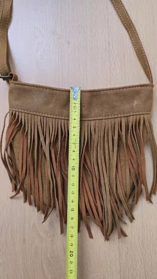 Bolso bandolera flecos Mango beige