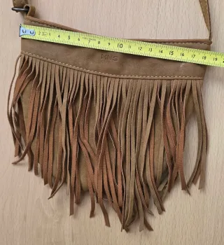 Bolso bandolera flecos Mango beige