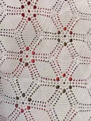 Mesa camilla redonda crochet hecha a mano