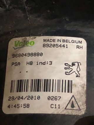 Faro Antiniebla Peugeot