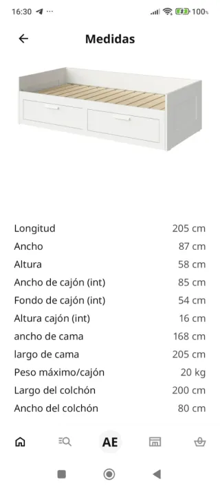 Estructura Diván IKEA BRIMNES 80x200cm