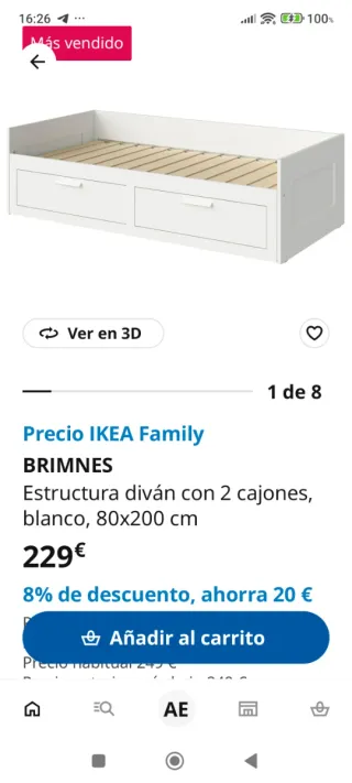 Estructura Diván IKEA BRIMNES 80x200cm