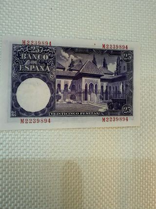 Billete 25 Ptas 1954 Error Firma Cajero S/C