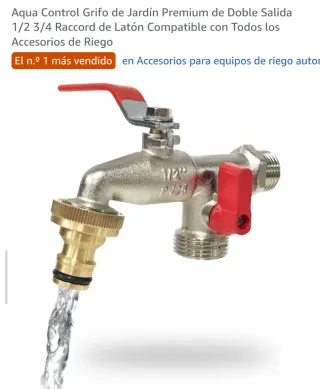 Grifo de jardín doble salida latón