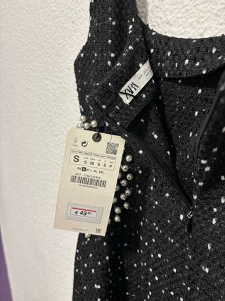 Vestido Zara Negro Perlas
