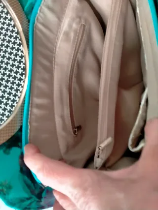 Borsa turchese fantasia floreale manici rigidi