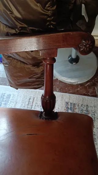 Silla Vintage Madera y Cuero Marrón