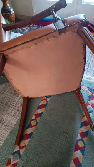 Silla Vintage Madera y Cuero Marrón