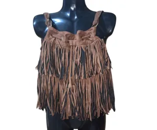 Bolso de flecos marrón y negro