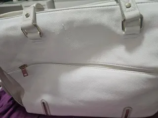 Bolso de maternidad blanco y beige mayoral