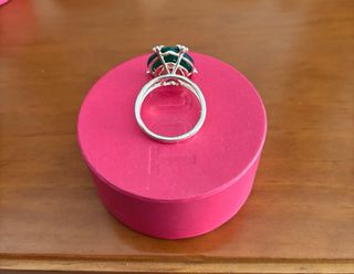 Anillo Corazón Plata y Calcedonia Verde