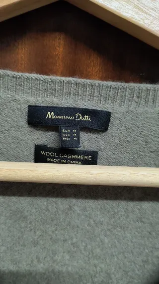 Jersey Massimo Dutti cashmere Gris Largo Mujer