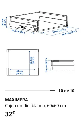 Cajón MAXIMERA Ikea 60x60cm sin abrir