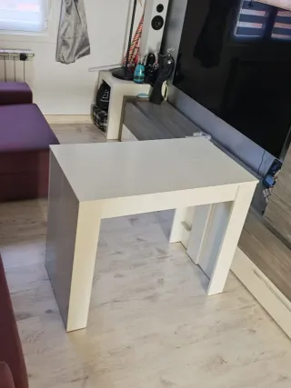 Mesa extensible blanco brillo